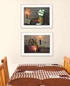 Set Of Two Country Candlelight 4 White Framed Print Wall Art - Buy JJ's Stuff