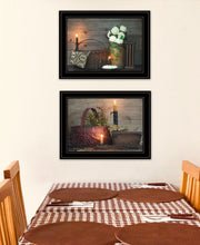 Set Of Two Baskets And Flowers Black Framed Print Wall Art - Buy JJ's Stuff