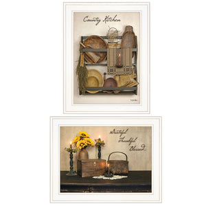 Set Of Two Grateful And Blessed White Framed Print Kitchen Wall Art - Buy JJ's Stuff