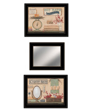 Set Of Three Wash Room Black Rim Frame Bathroom Wall Art with Mirror - Buy JJ's Stuff
