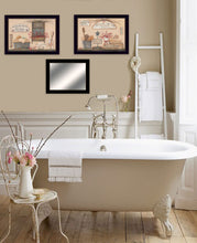 Set Of Three Wash Room Black Inner Rim Frame Bathroom Wall Art with Mirror - Buy JJ's Stuff