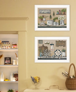 Set Of Two Farmhouse Kitchen 1 White Framed Print Kitchen Wall Art - Buy JJ's Stuff