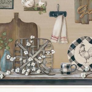 Set Of Three Farmhouse Kitchen 1 White Framed Kitchen Wall Art with Mirror - Buy JJ's Stuff