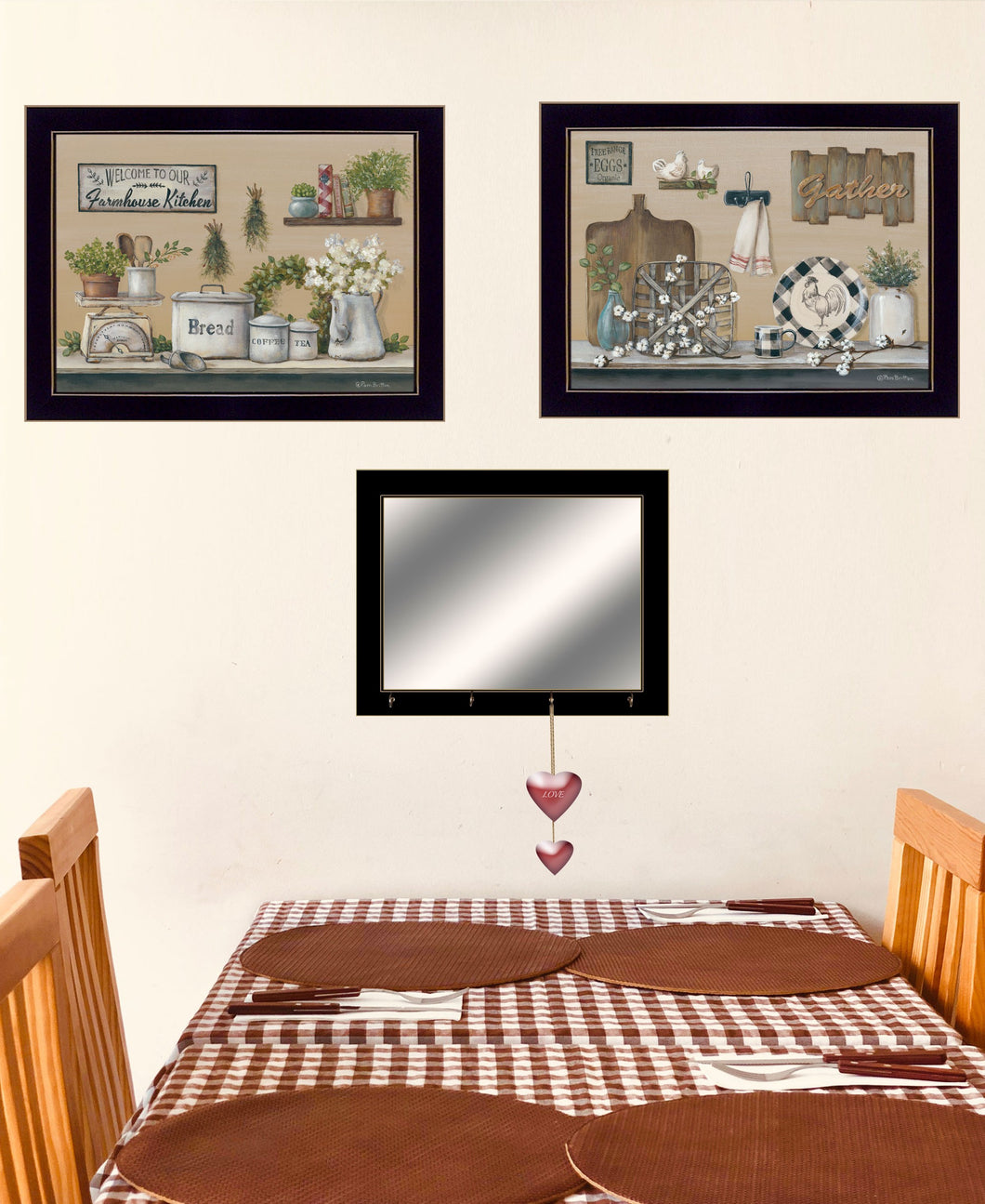 Set Of Three Farmhouse Kitchen 6 Black Framed Print Kitchen Wall Art - Buy JJ's Stuff
