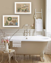Set Of Two Bath Time 1 White Framed Print Bathroom Wall Art - Buy JJ's Stuff