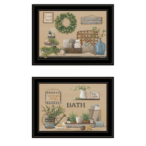 Set Of Two Bath Time 2 Black Framed Print Bathroom Wall Art - Buy JJ's Stuff
