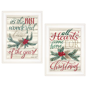 Set Of Two All Heart Come Home For Christmas 1 White Framed Print Wall Art - Buy JJ's Stuff