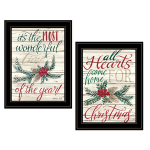 Set Of Two All Heart Come Home For Christmas 2 Black Framed Print Wall Art - Buy JJ's Stuff