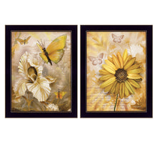 Set Of Two Flowers And Butterflies 3 Black Framed Print Wall Art - Buy JJ's Stuff