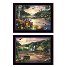 Set Of Two Lakefront Camping 3 Black Framed Print Wall Art