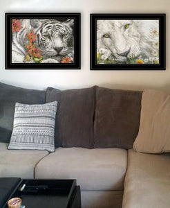 Set Of Two Tiger Lily Dandy Lion 2 Black Framed Print Wall Art