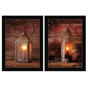 Set Of Two Innkeepers Lantern 3 Black Framed Print Wall Art - Buy JJ's Stuff