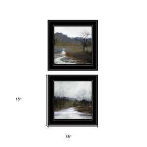 Set Of Two Winter Landscape 2 Black Framed Print Wall Art