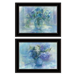 Set Of Two Susies Blue Bouquet 2 Black Framed Print Wall Art
