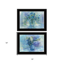 Set Of Two Susies Blue Bouquet 2 Black Framed Print Wall Art
