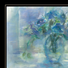 Set Of Three Blue Floral Black Framed Print Wall Art with Mirror - Buy JJ's Stuff