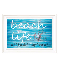 Beach Life 1 White Framed Print Wall Art - Buy JJ's Stuff