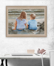 Boy And Girl Sitting In Dunes Brown Framed Print Wall Art - Buy JJ's Stuff