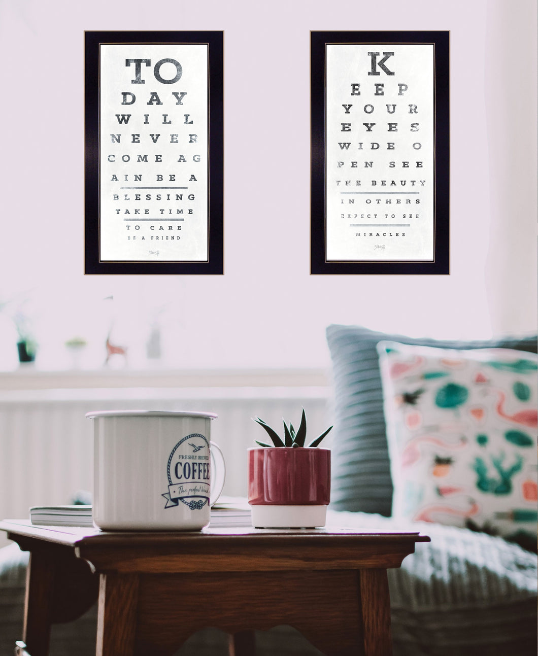 Set Of Two Eye Charts 2 Black Framed Print Wall Art - Buy JJ's Stuff