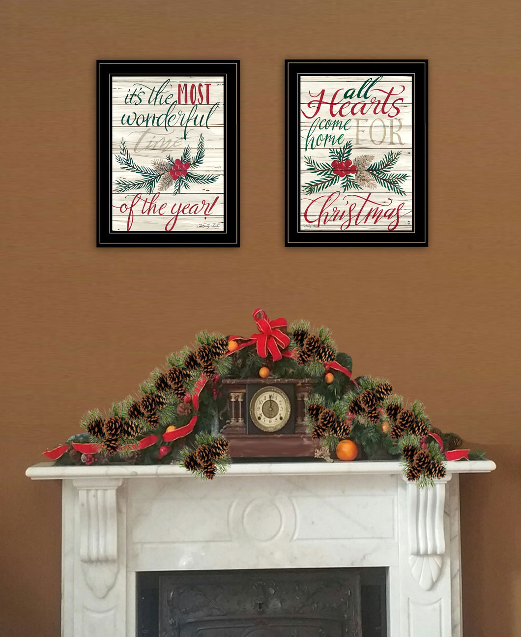 Set Of Two All Hearts Come Home For Christmas 2 Black Framed Print Wall Art - Buy JJ's Stuff