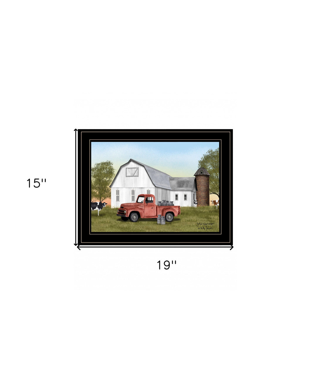 Red Milk Truck on the Farm Black Framed Print Wall Art - Buy JJ's Stuff