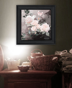 Pink Roses and Butterfly Black Framed Print Wall Art - Buy JJ's Stuff