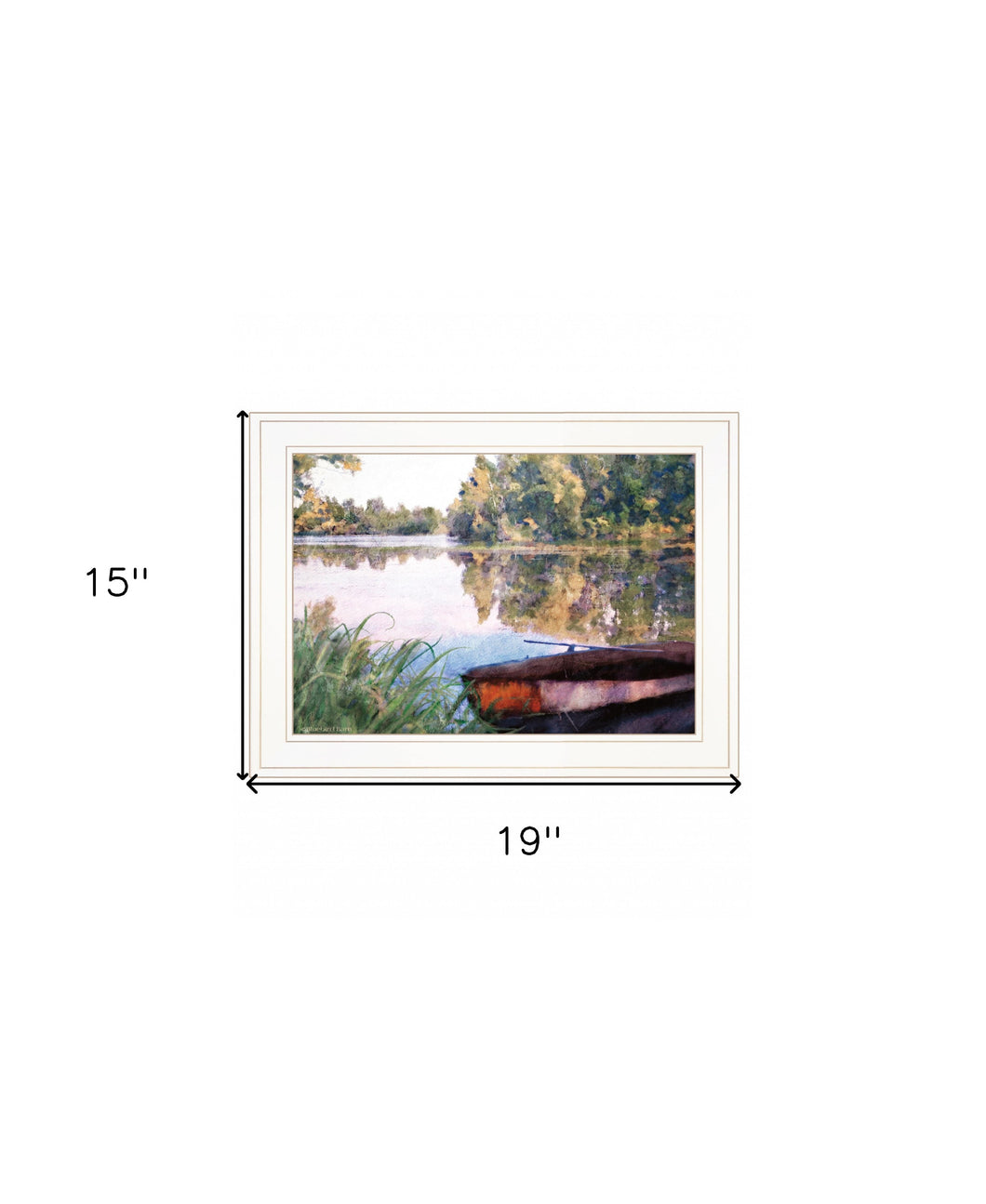 Rowboat Pond Landscape 2 White Framed Print Wall Art - Buy JJ's Stuff