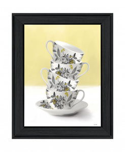 Time For Tea Yellow 2 Black Framed Print Wall Art