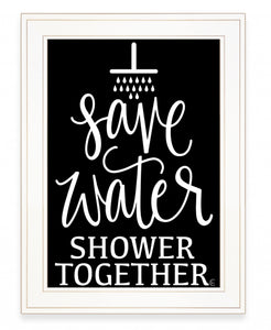 Shower Together 1 White Framed Print Wall Art