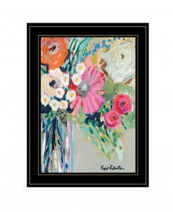 Bright Abstract Floral Bouquet Black Framed Print Wall Art - Buy JJ's Stuff
