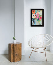 Bright Abstract Floral Bouquet Black Framed Print Wall Art - Buy JJ's Stuff