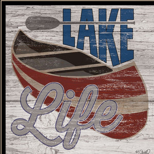 Lake Life Canoe 3 Black Framed Print Wall Art