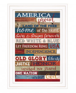 America Proud 2 White Framed Print Wall Art - Buy JJ's Stuff