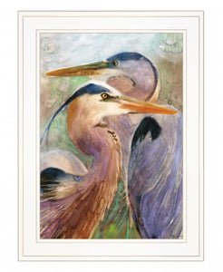 Blue Heron Duet 1 White Framed Print Wall Art - Buy JJ's Stuff