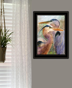 Blue Heron Duet 2 Black Framed Print Wall Art