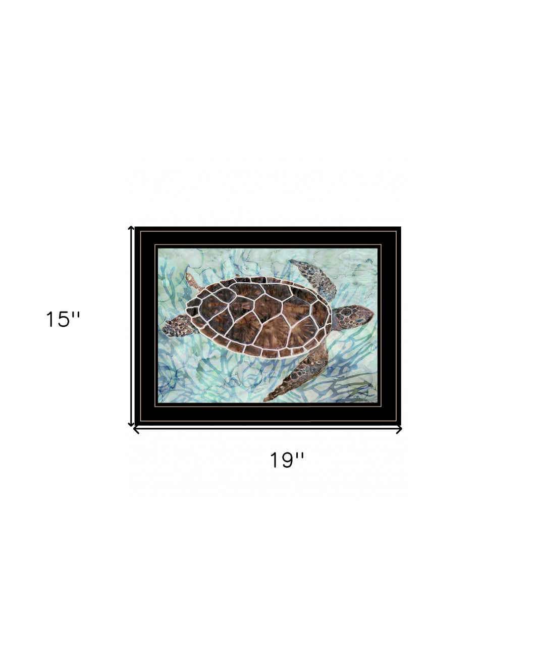 Sea Turtle in Sea Grass Black Framed Print Wall Art - Buy JJ's Stuff