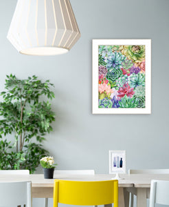 Succulents Paradise 1 White Framed Print Wall Art