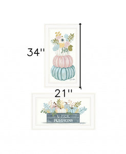 Set Of Two Floral Pumpkins 1 White Framed Print Wall Art - Buy JJ's Stuff