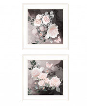 Set Of Two Noir Roses 1 White Framed Print Wall Art