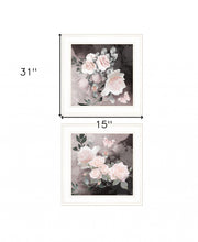 Set Of Two Noir Roses 1 White Framed Print Wall Art