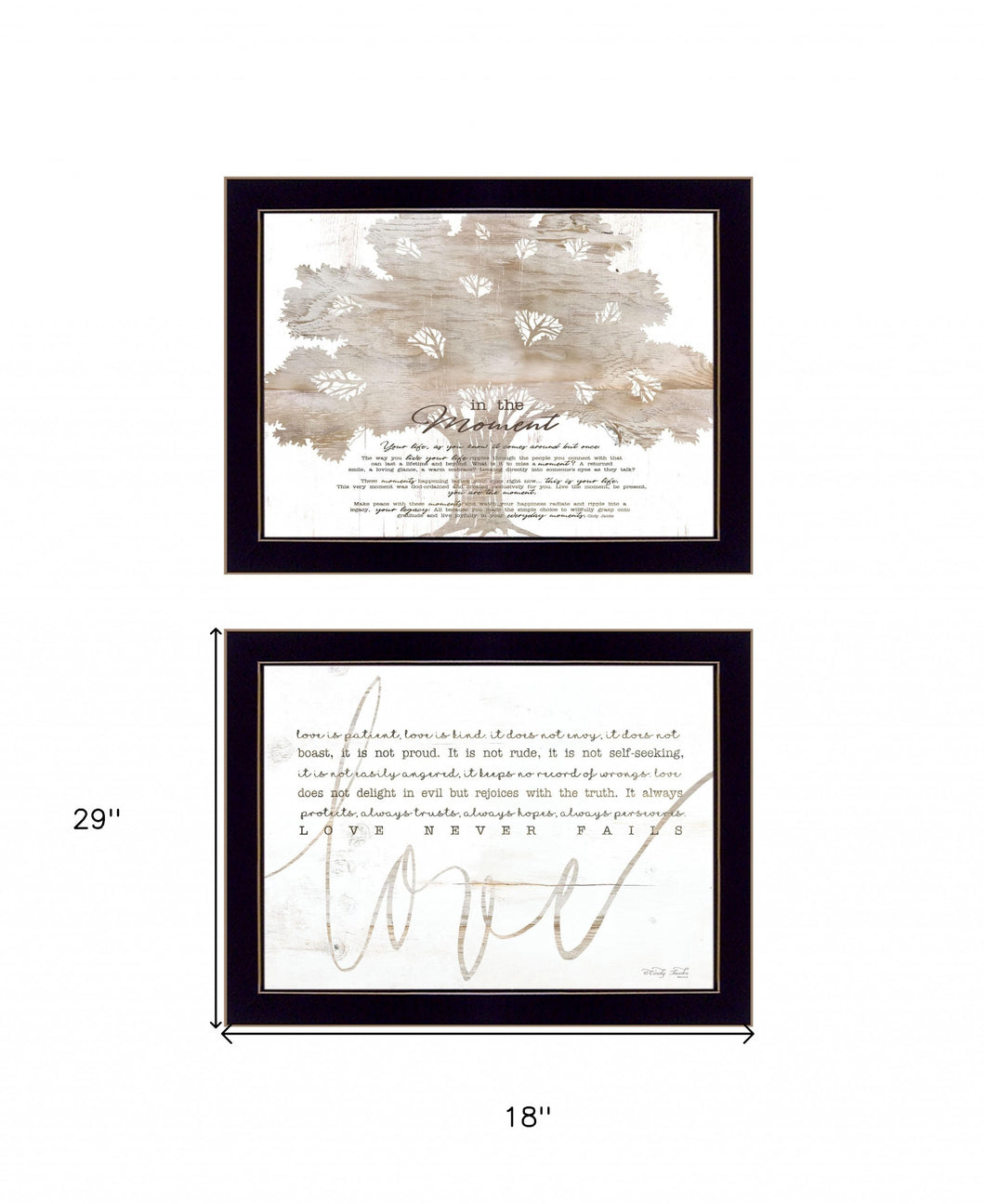 Set Of Two Love Or In The Moment 2 Black Framed Print Wall Art