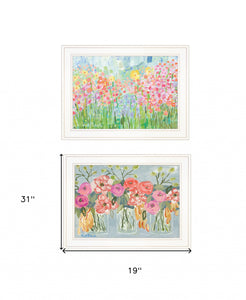 Set Of Two Garden Flowers II 2 White Framed Print Wall Art - Buy JJ's Stuff