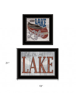 Set Of Two Lake Life Is Better 2 Black Framed Print Wall Art