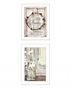 Set Of Two Our Family Blossoms 1 White Framed Print Wall Art