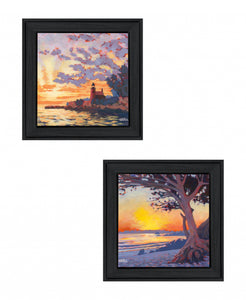 Set Of Two Carmel Beach And Lighthouse 2 Black Framed Print Wall Art - Buy JJ's Stuff