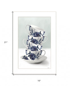 Tea Tower Blue 1 White Framed Print Wall Art