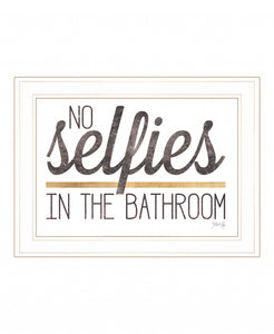 No Selfies In The Bathroom 5 White Framed Print Wall Art - Buy JJ's Stuff