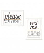 Set Of Two Text Me If You Run Out Of Toilet Paper While Seated 1 White Framed Print Wall Art