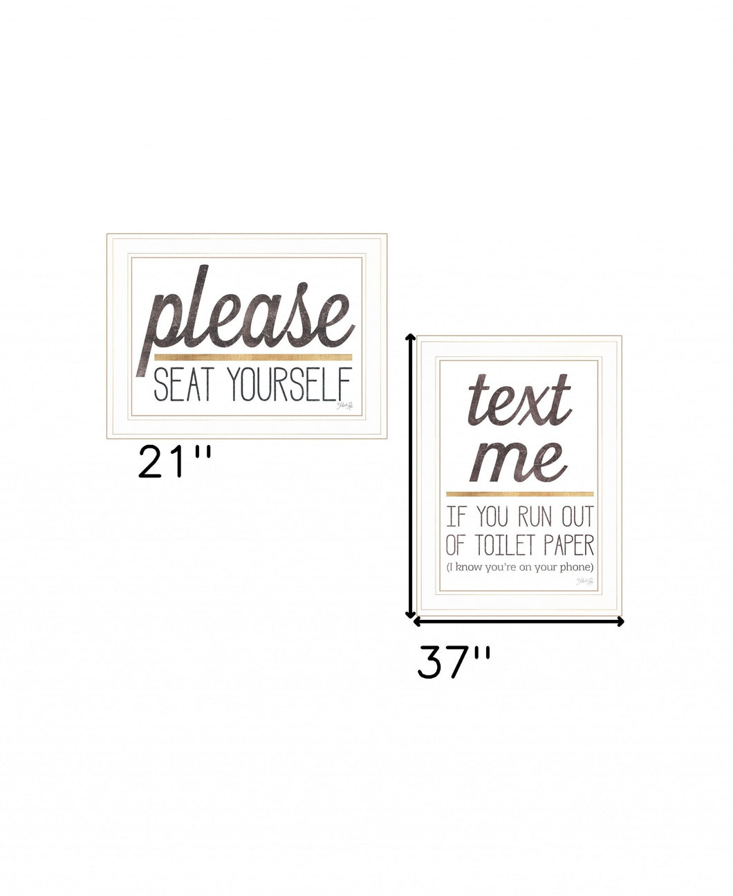 Set Of Two Text Me If You Run Out Of Toilet Paper While Seated 1 White Framed Print Wall Art