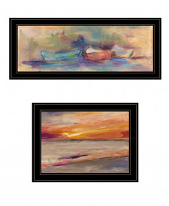 Set Of Two Rowing In The Western Skys 2 Black Framed Print Wall Art
